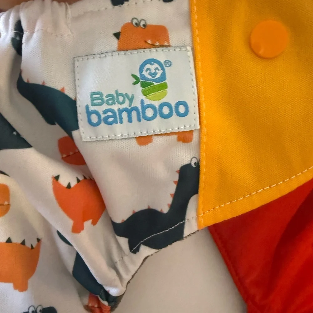 Baby BAMBOO Dinosaur and Red cloth Diaper Set